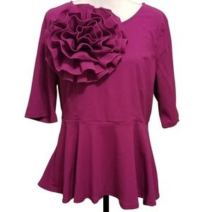 Tops | X Left Plus Size Ruffle Flower Peplum Top | Poshmark